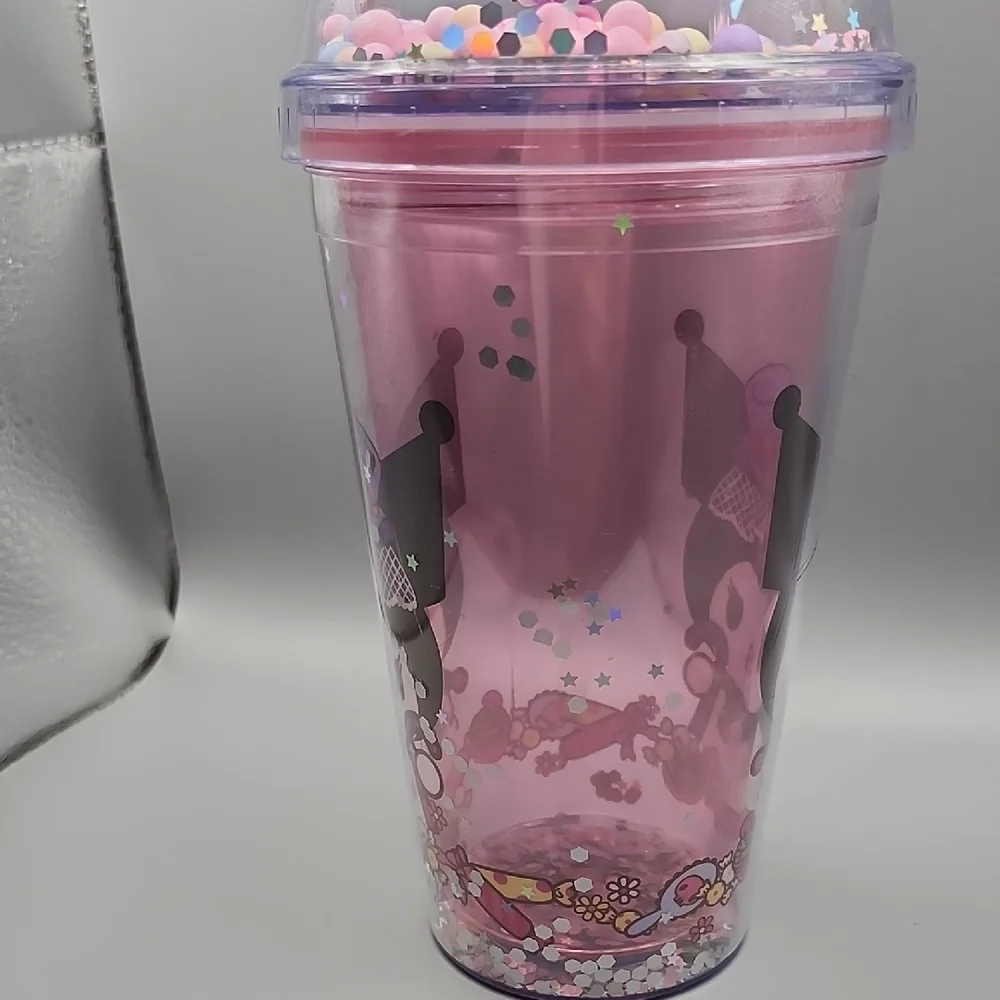 Cute Character Tumbler with Straw - Pink